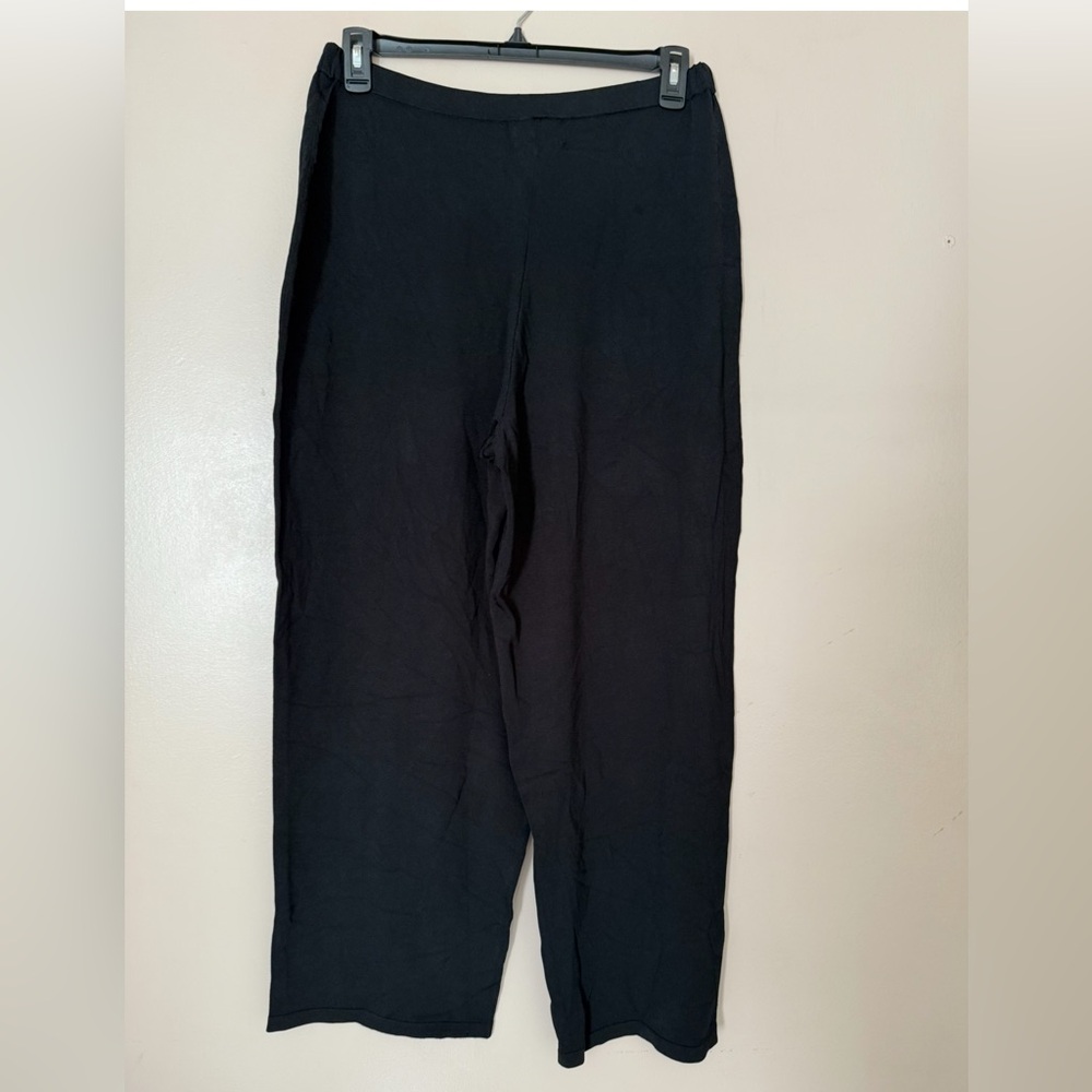 Kathy Levine pants L Palazzo Stretchy knit New with Tags black Elastic waist - Picture 3 of 9